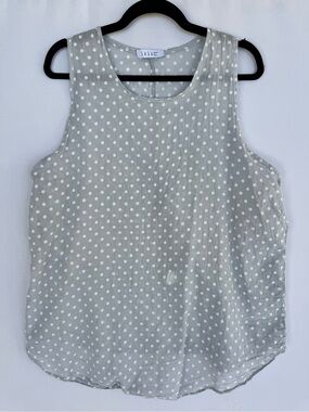Saga Made in Italy 100% Cotton Polka Dot Sleeveless Camisole - Light Gray/White